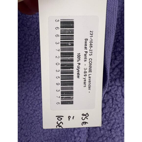 Finger In The Nose Connie Sweatpants Lavender Fleece Lined Kids 8/9 Cozy - Picture 9 of 15